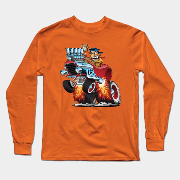 Highboy Hot Rod Race Car Cartoon Long Sleeve T-Shirt by hobrath